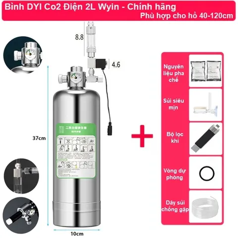 Bình Inox Thủy Sinh Tự Pha Chế CO2 1L 2L 5L Chính Hãng ZRDR - Bộ Tự Làm An Toàn, Tiện Dụng Mẫu 2024