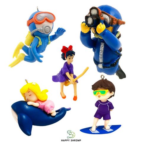 Mô Hình Trang Trí Hồ Cá Thợ Lặn Tiên Cá và Boy Lướt Ván SonGoKu - Đồ Trang Trí Dễ Thương cho Bể Cá