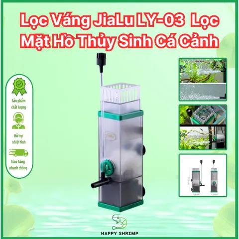 Lọc Váng Jialu LY03 - Thiết Bị Lọc Nước Hồ Thủy Sinh Mini Công Suất 5W 300L/H - Giúp Loại Bỏ Váng Dầu Thoải Mái