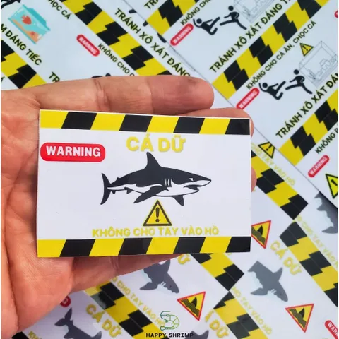 Decal Dán Hồ Cá Cảnh Báo Vui Vẻ 2x3 Inch - Miếng Dán Chống Nước Trang Trí Bể Cá Kiểu Dễ Thương, Chống Bay Màu, Dễ Sử Dụng