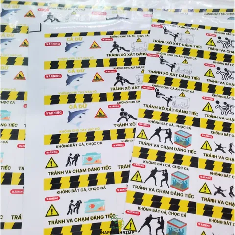 Decal Dán Hồ Cá Cảnh Báo Vui Vẻ 2x3 Inch - Miếng Dán Chống Nước Trang Trí Bể Cá Kiểu Dễ Thương, Chống Bay Màu, Dễ Sử Dụng