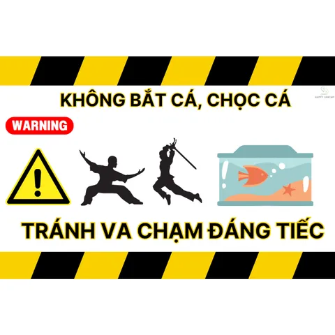 Decal Dán Hồ Cá Cảnh Báo Vui Vẻ 2x3 Inch - Miếng Dán Chống Nước Trang Trí Bể Cá Kiểu Dễ Thương, Chống Bay Màu, Dễ Sử Dụng