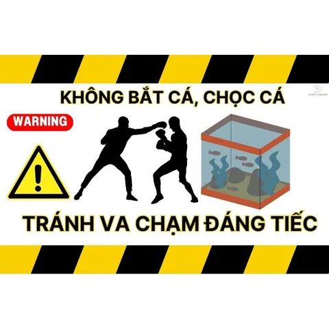 Decal Dán Hồ Cá Cảnh Báo Vui Vẻ 2x3 Inch - Miếng Dán Chống Nước Trang Trí Bể Cá Kiểu Dễ Thương, Chống Bay Màu, Dễ Sử Dụng