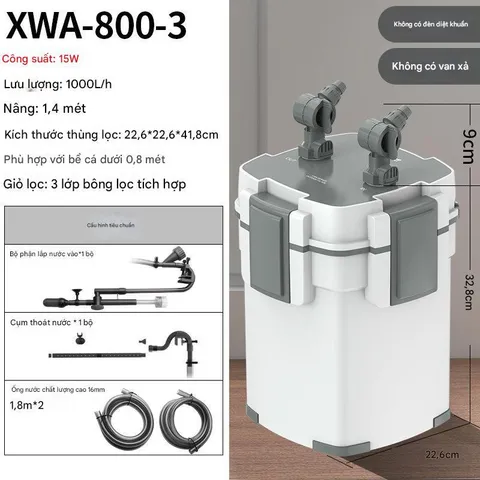Lọc Thùng SUNSUN XIAOLI XWA 800/1000 - Giải Pháp Lọc Nước Hiệu Quả Cho Hồ Cá Thủy Sinh, Tiết Kiệm Năng Lượng, Thiết Kế Tiện Lợi