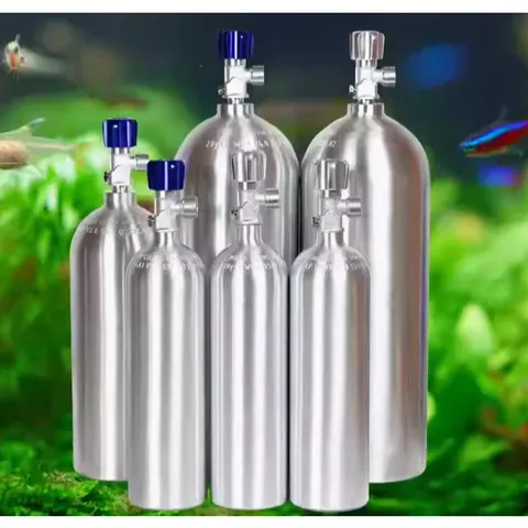 Vỏ Bình Nhôm C02 Thủy Sinh 1L Kèm Van Kim Loại - Bình Chứa CO2 Đài Loan Chất Lượng Cao Cho Thú Cưng