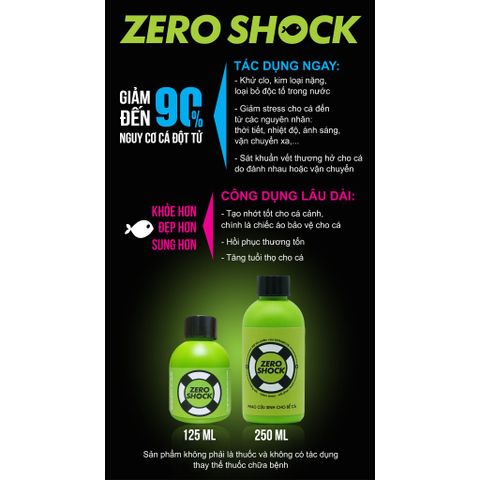 ZERO SHOCK 125ml - Giải Pháp Giảm Stress & Chống Sốc Cho Cá - Khử Clo & Độc Tố, Hỗ Trợ Phục Hồi Nhanh Sau Vận Chuyển