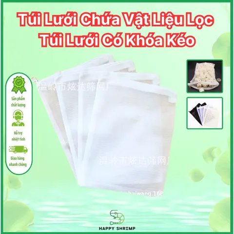 Túi Lưới Có Khóa Kéo Đựng Vật Liệu Lọc Hồ Cá - Túi Lưới Mịn Cho San Hô, Nham Thạch và Phụ Kiện Thủy Sinh