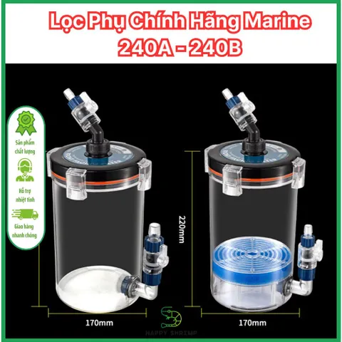 Lọc Phụ Marine 240A/240B Fi16 Trong Suốt - Lọc Thú Cưng Cao Cấp Kèm 2 Khoá Dòng Tiện Lợi, Chất Liệu Bền Bỉ