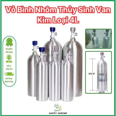 Vỏ Bình Nhôm C02 Thủy Sinh Van Kim Loại | Bình Nhôm Rỗng Đài Loan 4L | Vỏ Bình Thủy Sinh