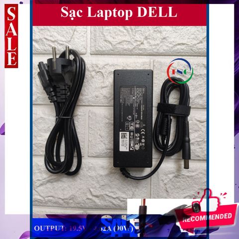 Sạc Laptop Dell 19.5V 4.62A 90W Chân Tròn To 7.4x5.0mm - Chính Hãng Kèm Dây Nguồn, Tương Thích với Latitude, Inspiron, Vostro