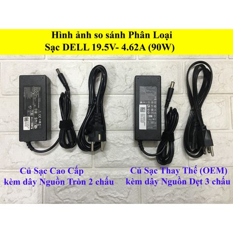 Sạc Laptop Dell 19.5V 4.62A 90W Chân Tròn To 7.4x5.0mm - Chính Hãng Kèm Dây Nguồn, Tương Thích với Latitude, Inspiron, Vostro