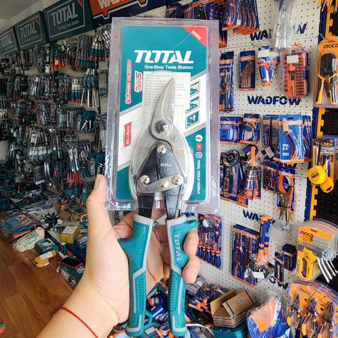Kéo Cắt Tôn Mũi Cong Trái Total THT521106 - 10 Inch, Lưỡi Thép Bén, Tay Cầm Chống Trượt, Dụng Cụ Cắt Tôn Chính Hãng