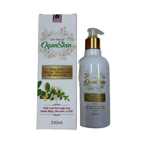 Sữa Tắm Gội Oganskin 230ml - Chăm Sóc Da Rôm Sảy, Mụn Nhọt, Dị Ứng Cho Người Lớn Và Trẻ Em, Không Kích Ứng Da