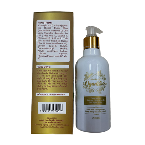 Sữa Tắm Gội Oganskin 230ml - Chăm Sóc Da Rôm Sảy, Mụn Nhọt, Dị Ứng Cho Người Lớn Và Trẻ Em, Không Kích Ứng Da