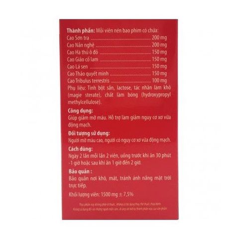 Viên Uống Giảm Mỡ Máu Kingphar - Hỗ Trợ Hạ Mỡ B bloodstream, Điều Hòa Cholesterol, Giảm Xơ Vữa Động Mạch - Hộp 40 Viên
