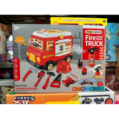 Hộp Đồ Chơi Xe Ô Tô Cứu Hỏa Mô Hình 355 - Kèm Dụng Cụ, Nhạc, Đèn Phát Sáng - Quà Tặng Ý Nghĩa Cho Trẻ Em