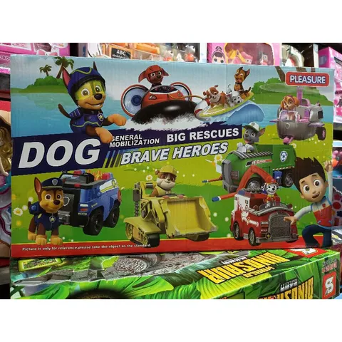 Hộp đồ chơi gồm 6 chiếc Xe ô tô của Đội chó cứu hộ DOG HAPPY TIME chạy bằng bánh đà 5547