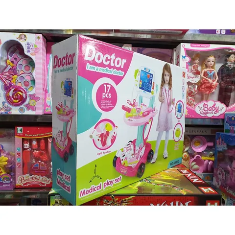Hộp Đồ Chơi Bác Sĩ Cho Bé - Xe Đẩy Y Tế Có Nhạc & Đèn - Phát Triển Kỹ Năng Giao Tiếp & Sáng Tạo
