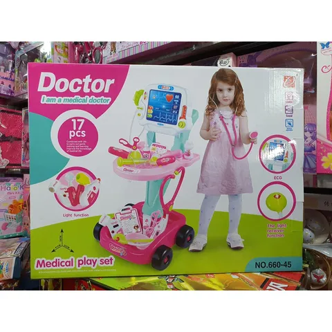 Hộp Đồ Chơi Bác Sĩ Cho Bé - Xe Đẩy Y Tế Có Nhạc & Đèn - Phát Triển Kỹ Năng Giao Tiếp & Sáng Tạo
