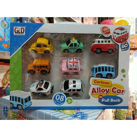 Hộp đồ chơi có 8 chiếc Xe ô tô bằng hợp kim chạy bánh đà 803045
