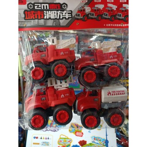 Bộ đồ chơi có 4 chiếc Xe ô tô cứu hỏa chạy bằng bánh đà 5003