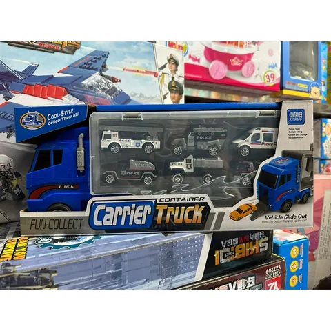 Hộp đồ chơi xe ô tô CARRIER CONTAINER TRUCK 818 - Bao gồm 1 xe ô tô lớn và 6 xe nhỏ cho bé, phát triển tư duy sáng tạo và kỹ năng giao tiếp