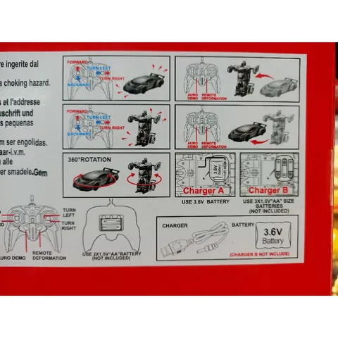 Hộp đồ chơi xe ô tô biến hình thành Robot phát sáng 889-18 - Đồ chơi điều khiển trẻ em, màu sắc ngẫu nhiên, có pin kèm theo