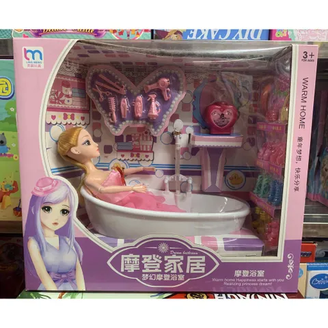 Hộp Búp bê Phòng Tắm Kèm Phụ Kiện - Đồ Chơi Trẻ Em Đầy Màu Sắc Phát Triển Tư Duy Sáng Tạo và Kỹ Năng Giao Tiếp