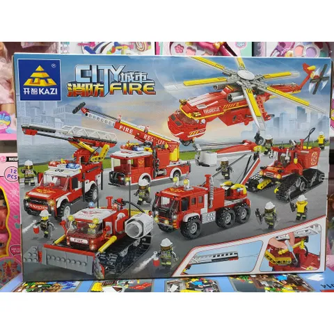 Hộp lê gô lắp ghép mô hình xe ô tô cứu hỏa CITY FIRE KY80530