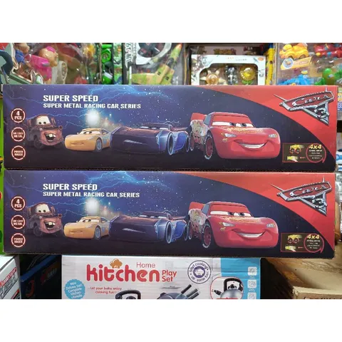 Hộp Đồ Chơi Mô Hình Xe Ô Tô Địa Hình Hợp Kim - Bộ 4 Xe Chạy Bánh Đà SUPER SPEED - Quà Tặng Ý Nghĩa Cho Bé