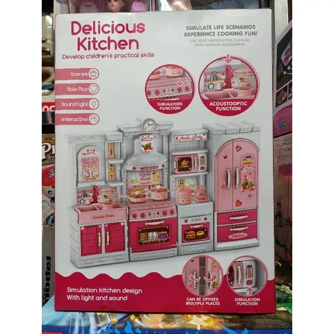Hộp Tủ Bếp Hello Kitty có Nhạc và Đèn Phát Sáng - Đồ Chơi Thông Minh cho Trẻ Em, Khuyến Khích Sáng Tạo và Kỹ Năng Giao Tiếp