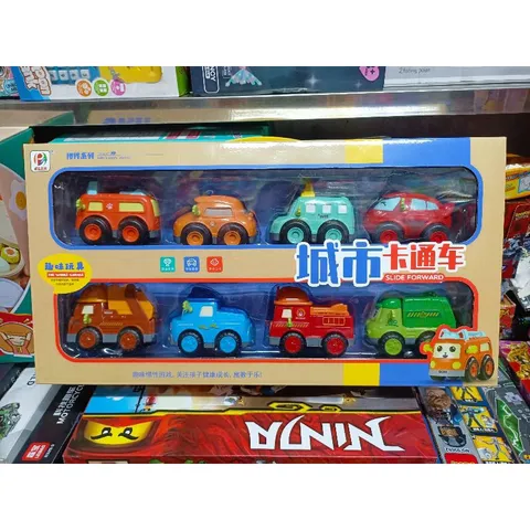 Hộp Đồ Chơi 8 Chiếc Xe Ô Tô Chạy Bằng Bánh Đà - Bộ Xe Hơi Nhiều Màu Sắc Cho Bé Yêu Chơi Đùa và Phát Triển Kỹ Năng Giao Tiếp