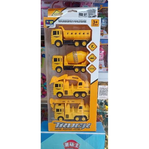 Hộp đồ chơi Xe ô tô công trình TRUCK SUPER FRICTION POWER - Bộ 4 xe chạy bánh đà cho trẻ em - Quà tặng ý nghĩa phát triển trí tuệ trẻ nhỏ