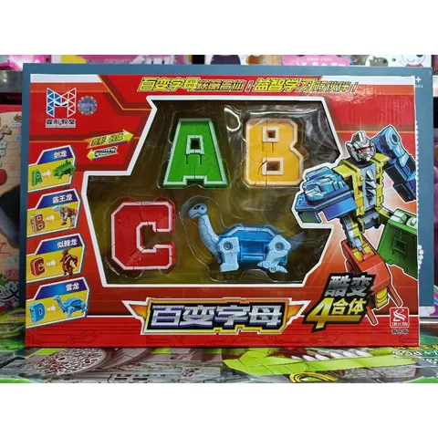 Hộp đồ chơi lắp ghép 3in1các chữ cái biến hình thành khủng long và robot 2901