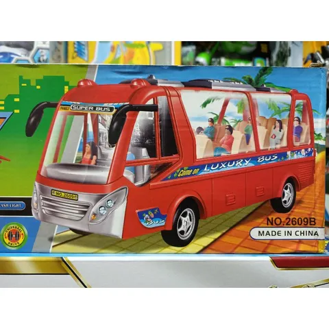 Mô hình xe buýt đồ chơi chạy pin có nhạc và đèn phát sáng 2609B - Xe mini an toàn cho trẻ em, quà tặng ý nghĩa cho bé