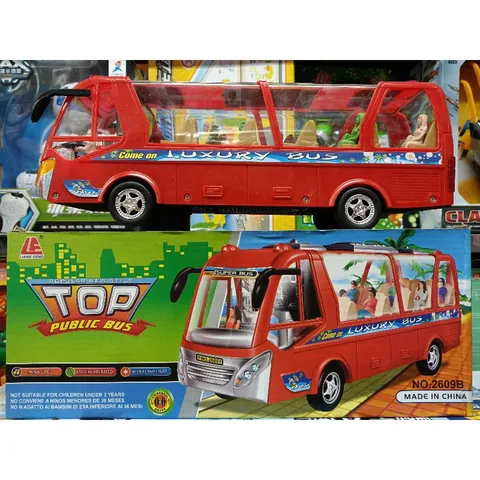 Mô hình xe buýt đồ chơi chạy pin có nhạc và đèn phát sáng 2609B - Xe mini an toàn cho trẻ em, quà tặng ý nghĩa cho bé
