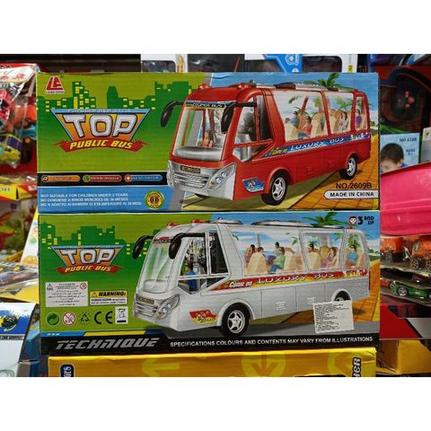 Mô hình xe buýt đồ chơi chạy pin có nhạc và đèn phát sáng 2609B - Xe mini an toàn cho trẻ em, quà tặng ý nghĩa cho bé