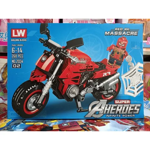 Hộp lê gô lắp ghép mô hình xe máy Người Nhện SPIDER MAN 2034-2