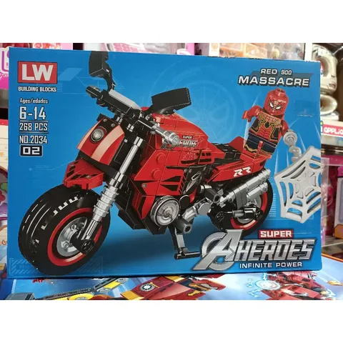 Hộp lê gô lắp ghép mô hình xe máy Người Nhện SPIDER MAN 2034-2