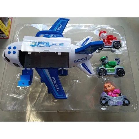 679-45 Hộp đồ chơi Máy bay chở đội chó cứu hộ, có nhạc và đèn phát sáng