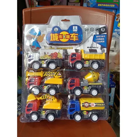 Bộ đồ chơi có 6 chiếc Xe ô tô công trình chạy bằng bánh đà 868-35