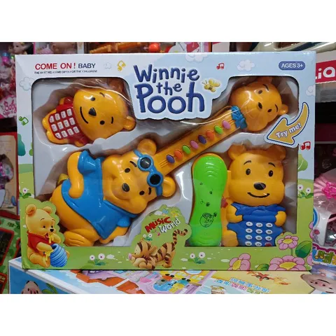 1228 Hộp Đàn Gấu 3in1 Winnie the Pooh, có nhạc và đèn phát sáng (có pin đi kèm)