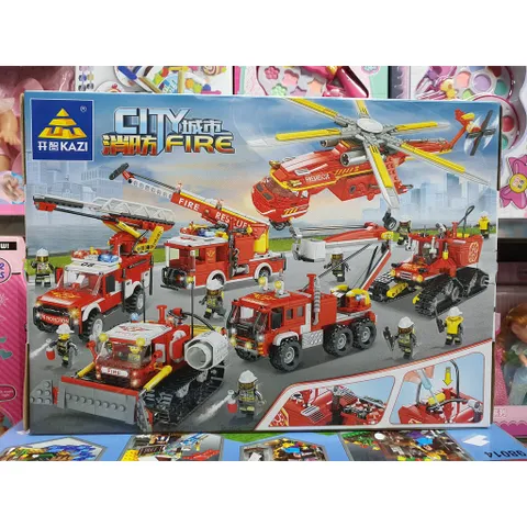 Hộp lê gô lắp ghép mô hình xe ô tô cứu hỏa CITY FIRE KY80528