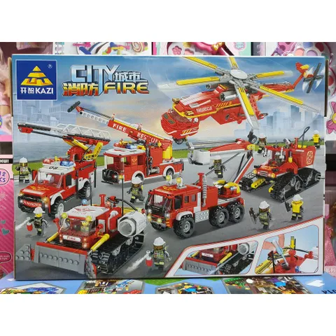 Hộp lê gô lắp ghép mô hình xe ô tô cứu hỏa CITY FIRE KY80527