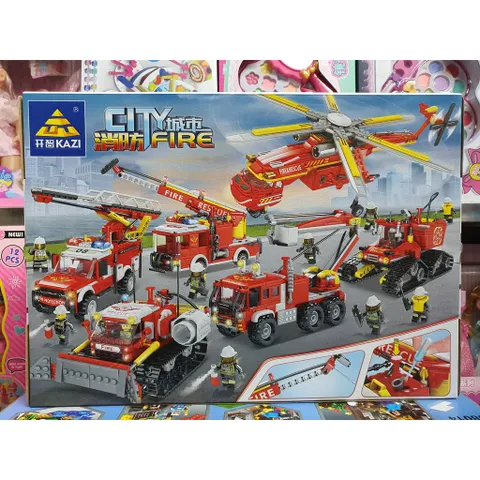 Hộp lê gô lắp ghép mô hình xe ô tô cứu hỏa CITY FIRE KY80529