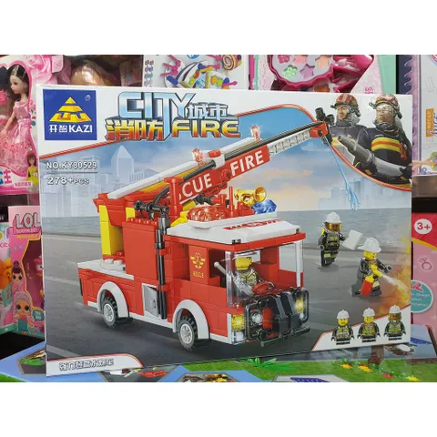 Hộp lê gô lắp ghép mô hình xe ô tô cứu hỏa CITY FIRE KY80529