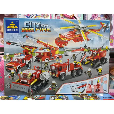 Hộp lê gô lắp ghép mô hình xe ô tô cứu hỏa CITY FIRE KY80526