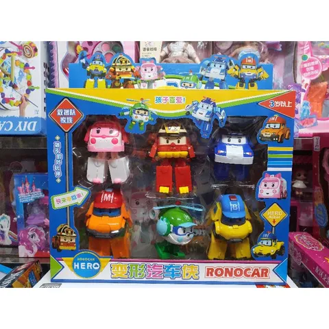 Hộp Đồ Chơi Lắp Ghép Biến Hình 6 Xe Ô Tô ROBOCAR HERO - Đồ Chơi Trẻ Em An Toàn, Quà Tặng Xinh Xắn, Trang Trí Bàn Học