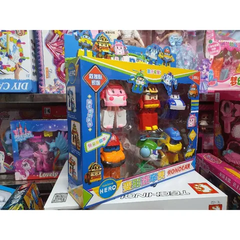 Hộp Đồ Chơi Lắp Ghép Biến Hình 6 Xe Ô Tô ROBOCAR HERO - Đồ Chơi Trẻ Em An Toàn, Quà Tặng Xinh Xắn, Trang Trí Bàn Học