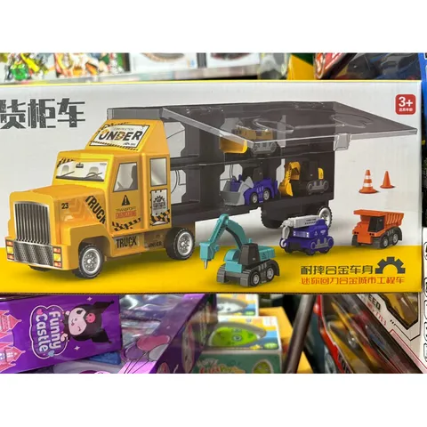 Hộp Đồ Chơi Xe Ô Tô CONTONER 904 - Bộ Mô Hình Chở 6 Xe Công Trình Chất Lượng Cao cho Bé Yêu